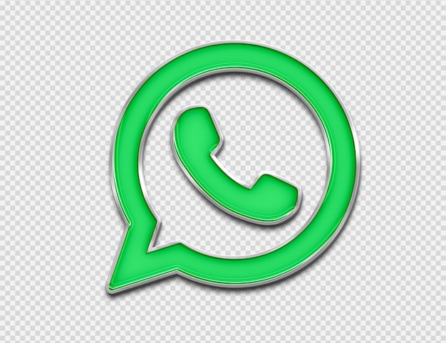 PSD renderowanie logo whatsapp 3d w stylu szkliwionego blachy