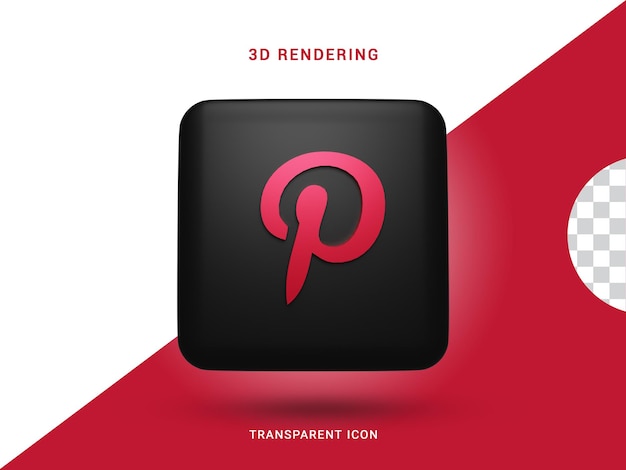 PSD renderowanie mediów społecznościowych 3d na pinterest ikona kompozycji