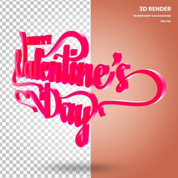 Renderowanie tekstu postaci 3D Walentynkowe elementy