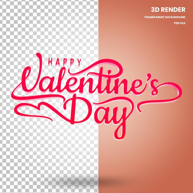 Renderowanie tekstu postaci 3D Walentynkowe elementy
