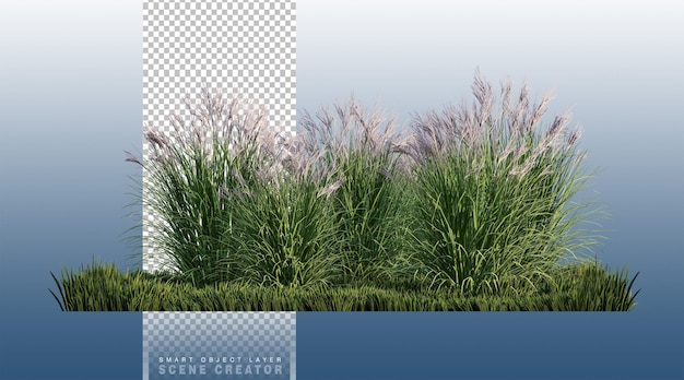 Renderowany obraz 3D przedstawiający dużo kwiatów trawy na polu zielonej trawy