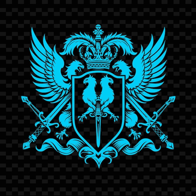 PSD renesansowy heraldyczny logo rycerza z griffonami i twórczymi wektorami plemiennymi lan