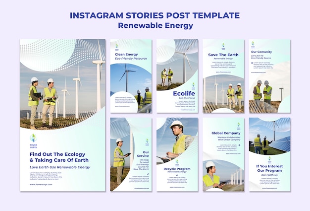 PSD renewable energy instagram stories design template