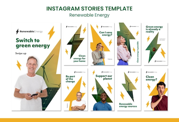 PSD modello di progettazione di storie di istagram di energia rinnovabile