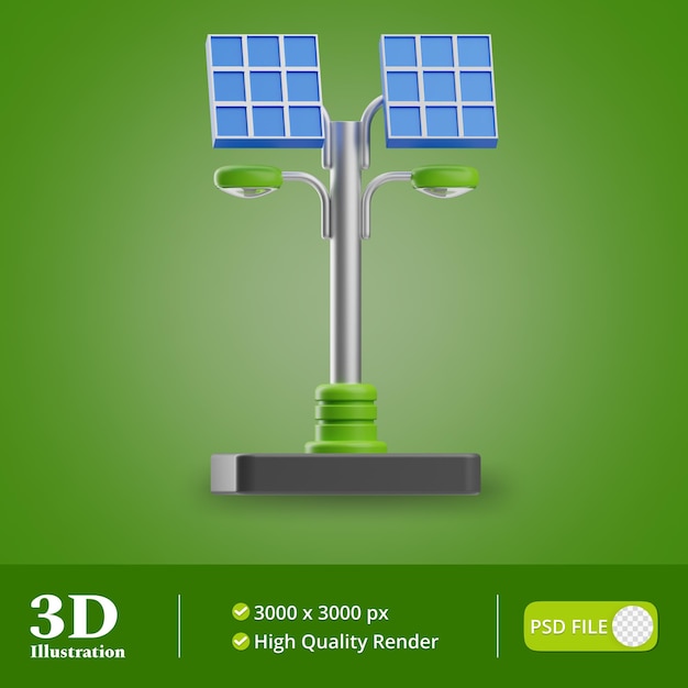 PSD renewable energy street light illustration 3d