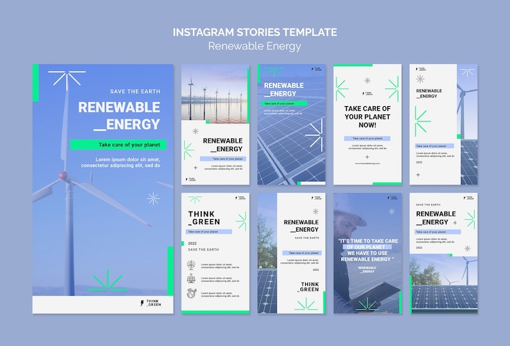 PSD renewable and sustainable energy instagram stories collection