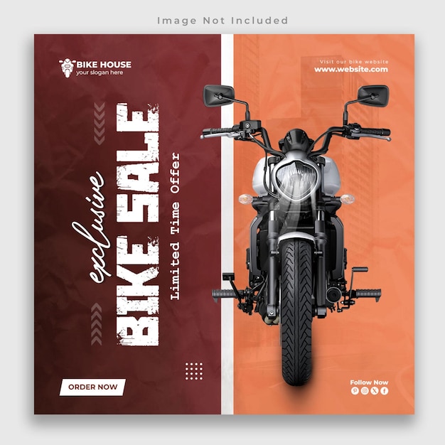 PSD rent bike moto social media post moto online banner vendita moto banner promozione