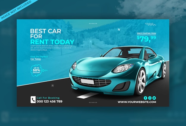 PSD rent car social media facebook cover template