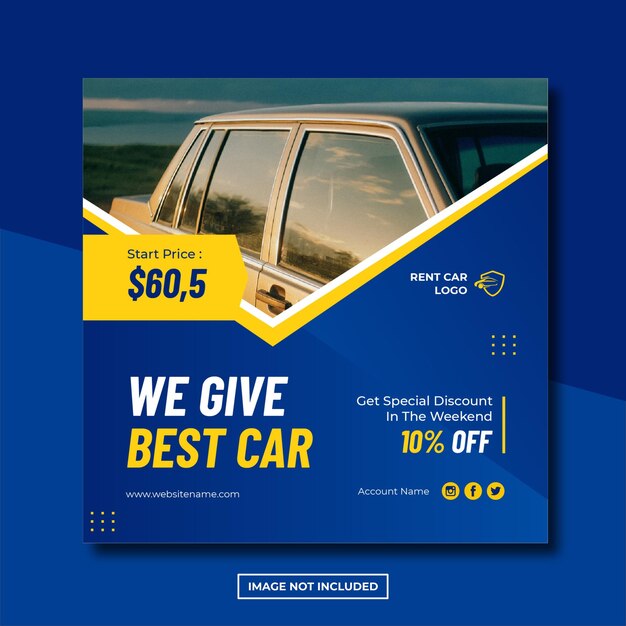 PSD rent car social media instagram post editable template