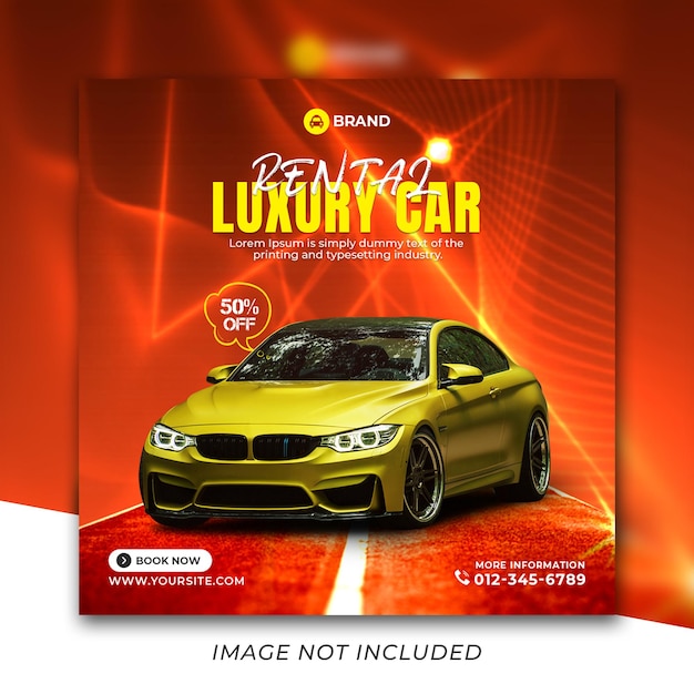 Rent car social media instagram post or square web banner template premium psd