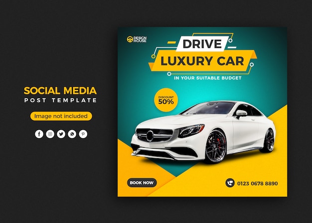 Rent car social media post banner template