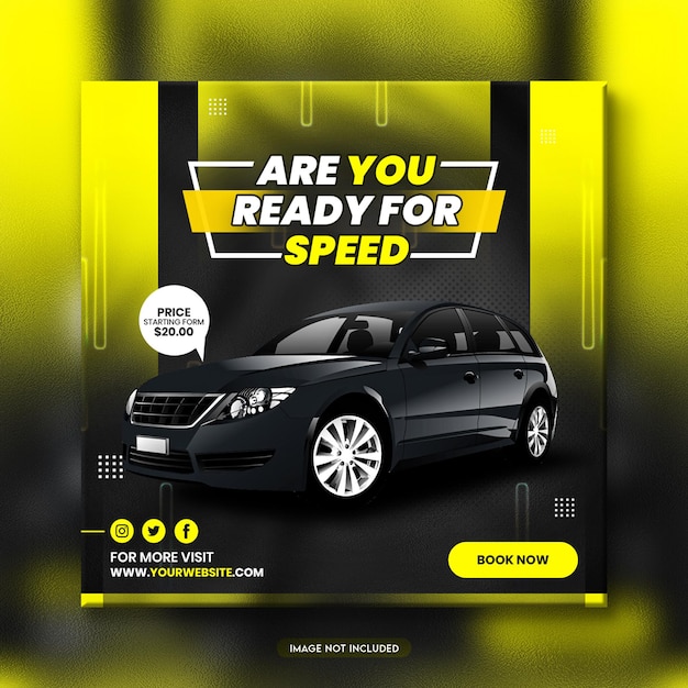 Rent car social media post promotion template design