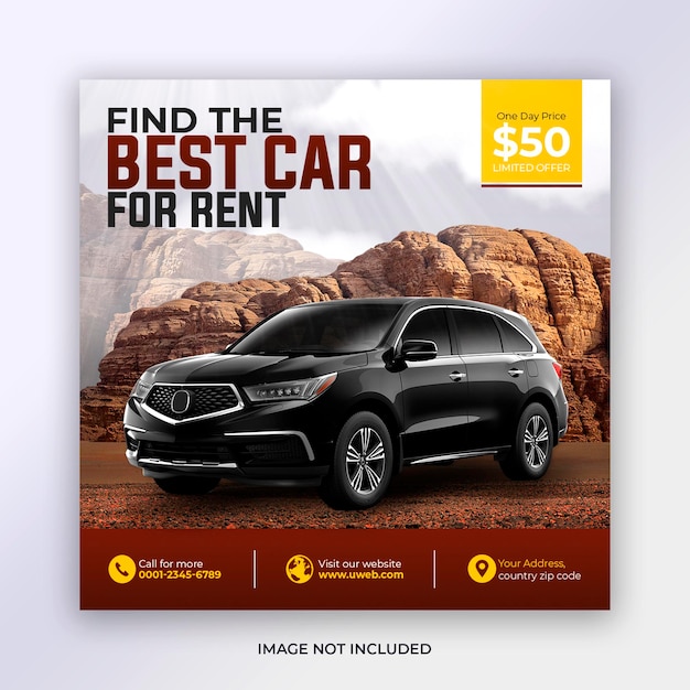 PSD rent car social media post template