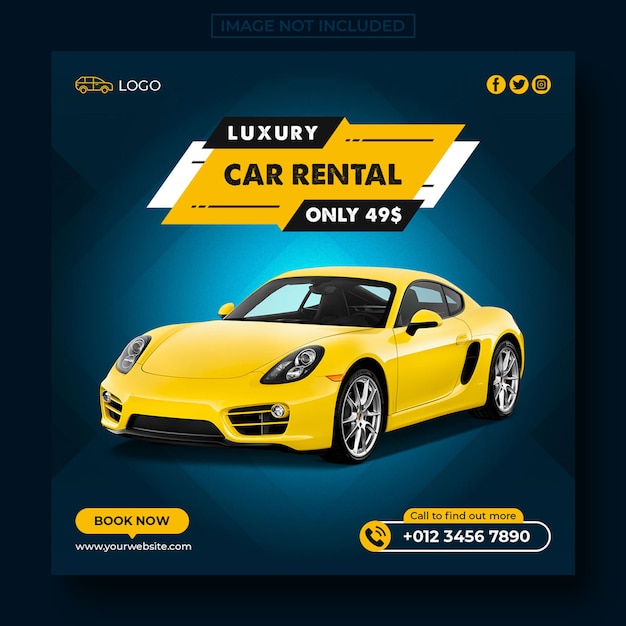 Rent car social media post and web banner