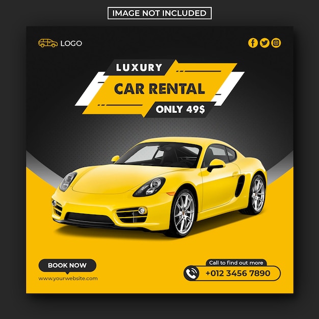 Rent car social media post and web banner