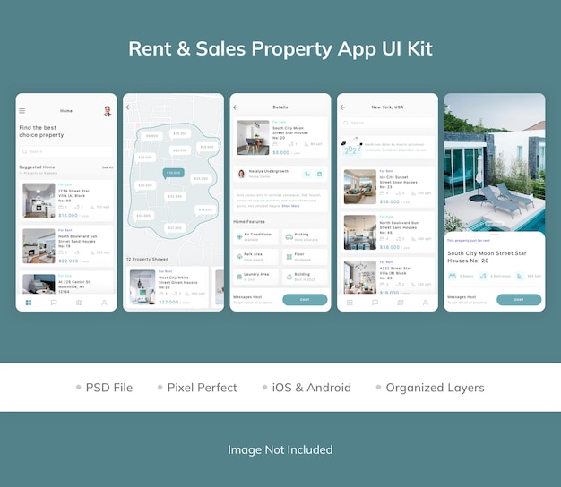 PSD rent and sales property app ui kit