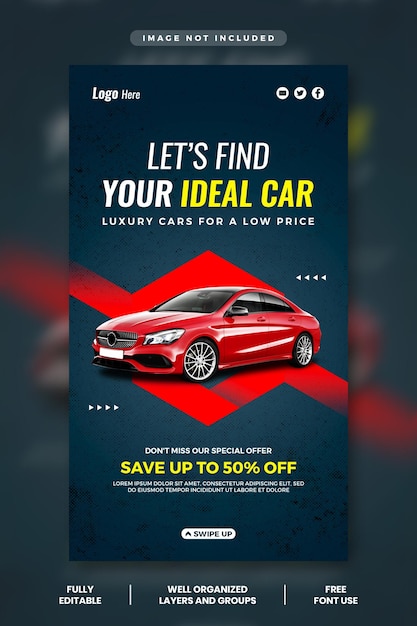 Rental car promotion instagram stories template