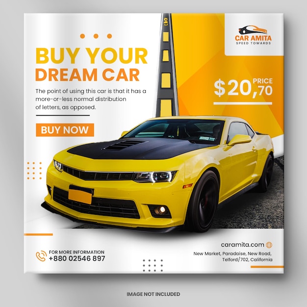 Rental car promotional post banner ads template design