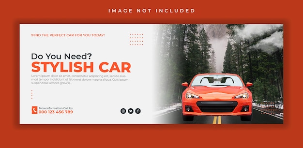 Rental car social media facebook cover banner template