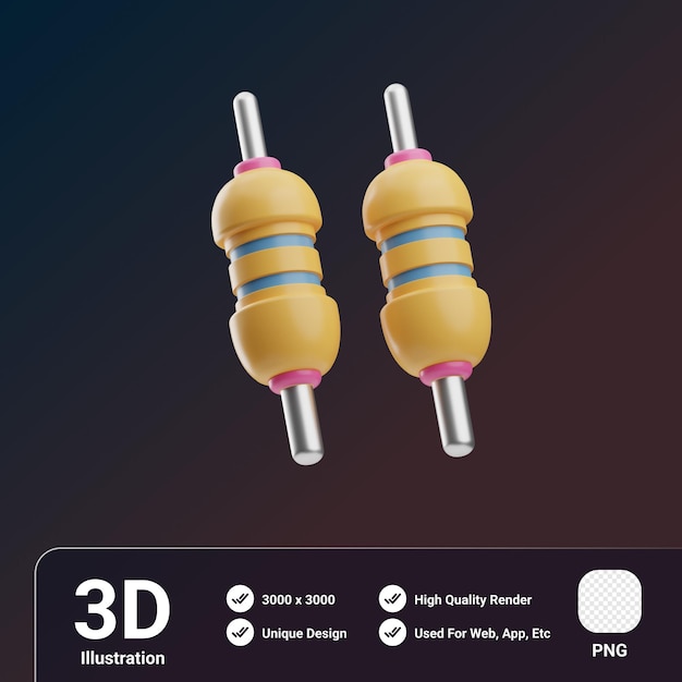 PSD repair tools object resistor 3d illustration