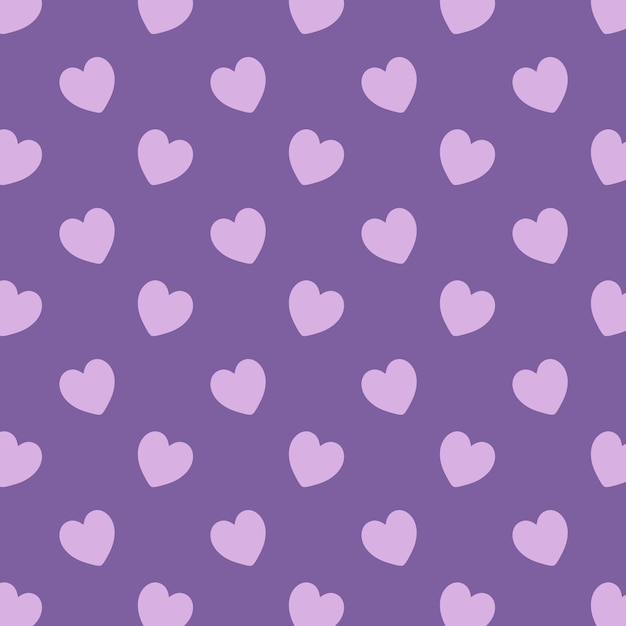 Repeating pattern with purple hearts on a purple background