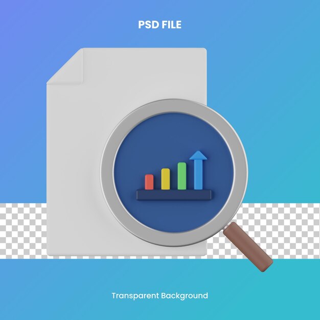 report analysis 3d rendering icon illustration pdf file analytics