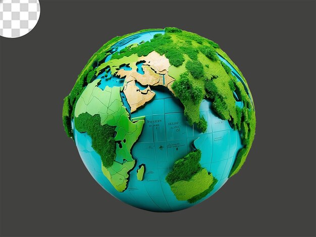 Represent the earth as a globe with a green