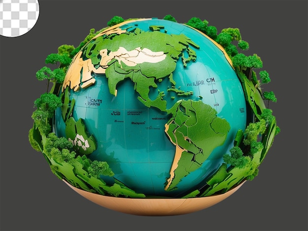 Represent the earth as a globe with a green