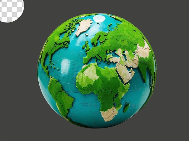 Represent the earth as a globe with a green