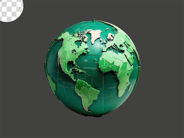 Represent the earth as a globe with a green