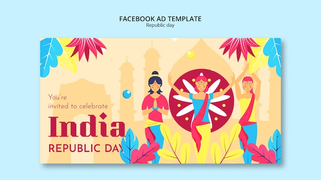 PSD republic day celebration facebook template