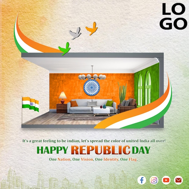 PSD republic day interior creative banner