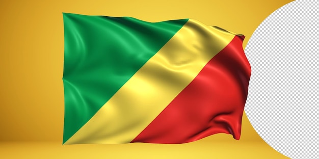 Republiek Congo Wapperende vlag Realistisch geïsoleerd op transparante PNG