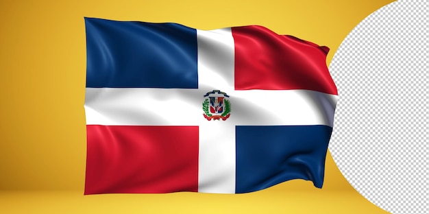 PSD republika dominikańska macha flagą realistyczna na przezroczystym png