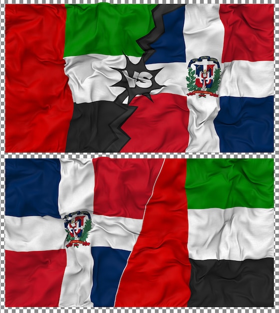 Republika Dominikańska przeciwko Zjednoczonym Emiratom Arabskim Półkombinowana Flaga Cloth Bump Texture Rendering 3D