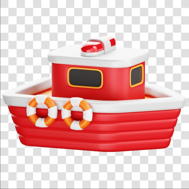 救助ボート 3D レンダリング アイコン 隔離 透明 背景