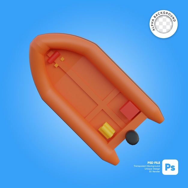 PSD rescue boat top view 3d object