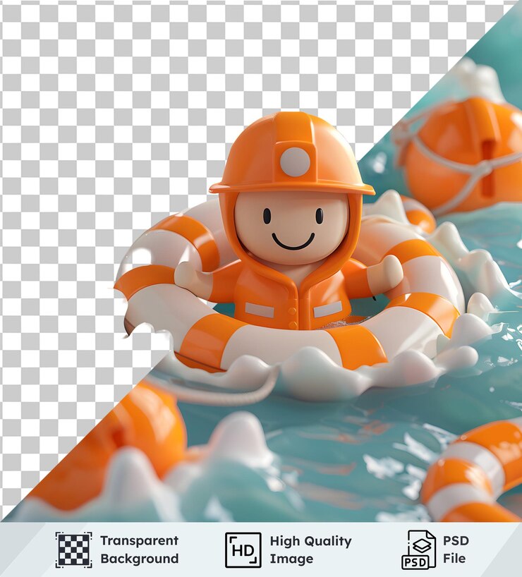 PSD 救援人物在水中漂浮与救生员