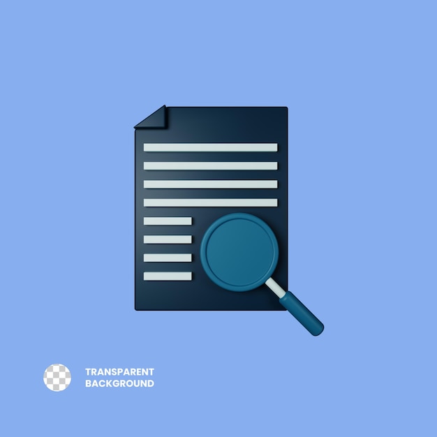 PSD research 3d icon illustration