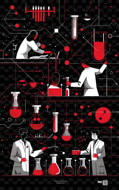 エレクト・フラット・イラストレーション・ポスターデザインのための科学者とエンジニアとの研究ラボ設定
