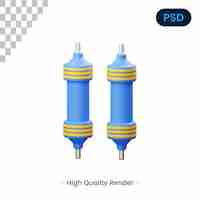 PSD resistor 3d render illustration premium psd