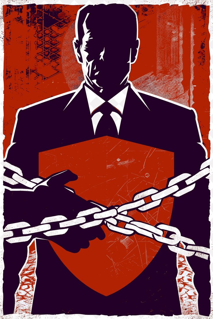PSD resolute presidential candidate portrait with a red shield s flat illustration election campaign