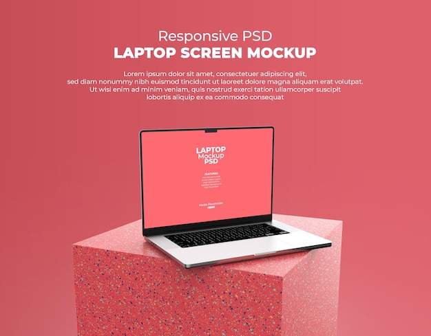 Responsief laptopscherm voor web, gebruikersinterface en apps psd-mockup met transparante achtergrond