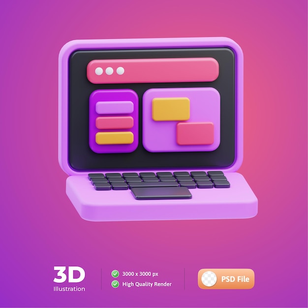 PSD Отзывчивый дизайн 3d-иллюстрации