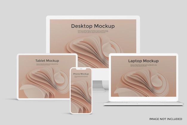 Responsive isolated front view clay devices screen mockup