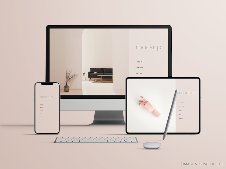  Responsive isolated front view devices screen mockup