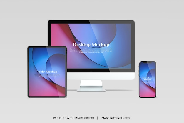 PSD responsive isolated multi device mockup front view