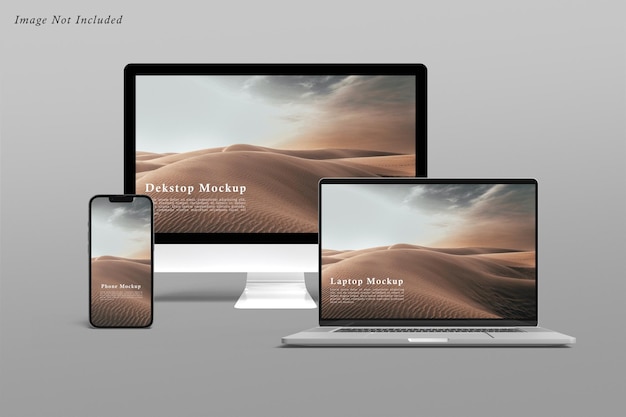 PSD responsive isolated multi device mockup front view