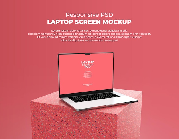 Responsive Laptop Screen for Web, UI and Apps PSD Mockup with Transparent Background