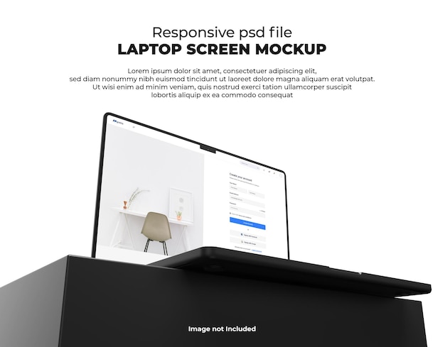 Responsive Laptop Screen for Web, UI and Apps PSD Mockup with Transparent Background